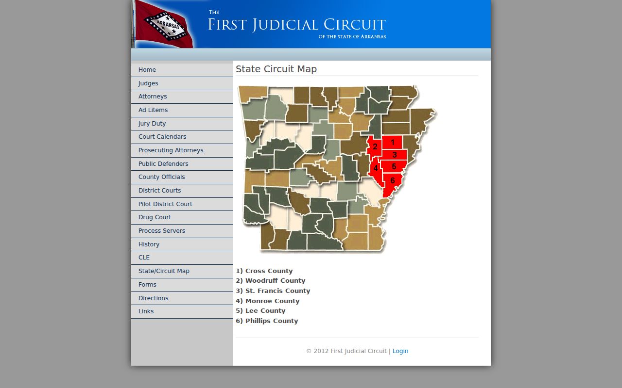 Cross County court docket First Judicial Circuit map