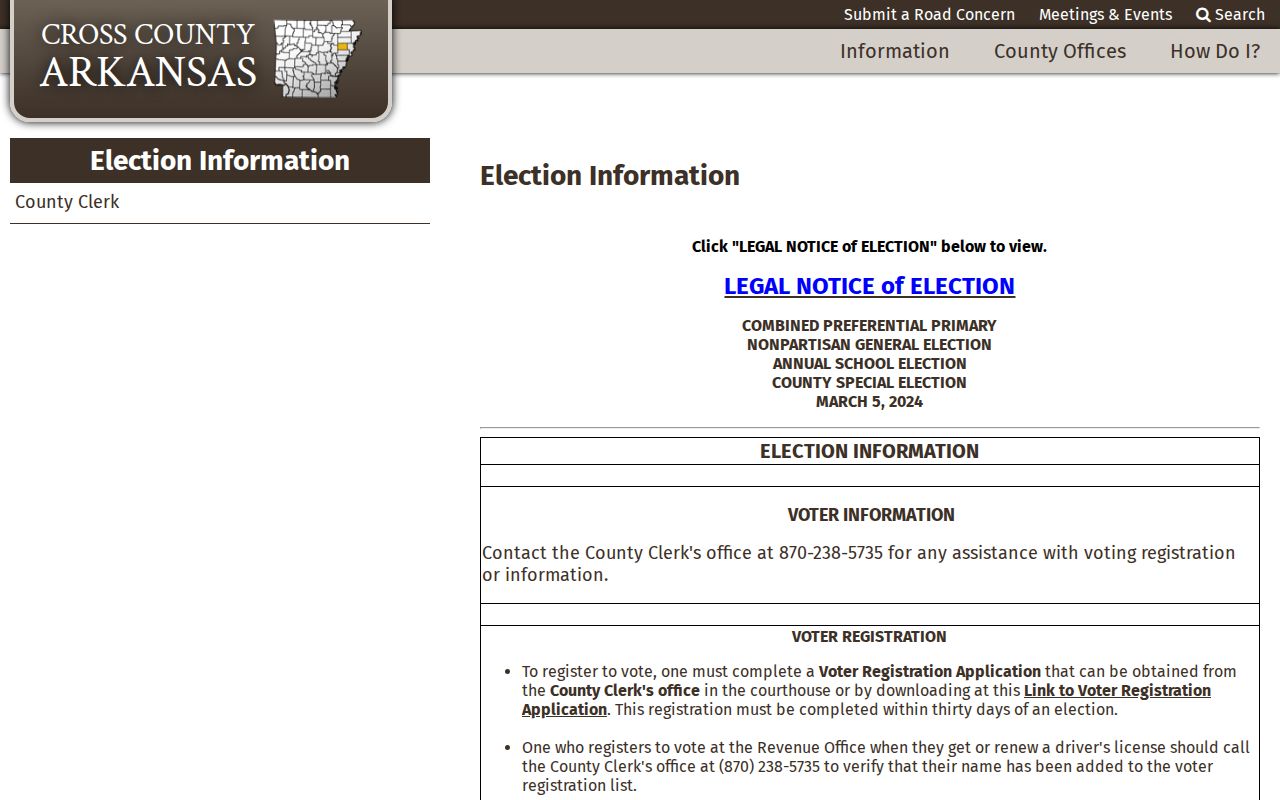 Cross County court date civic location list