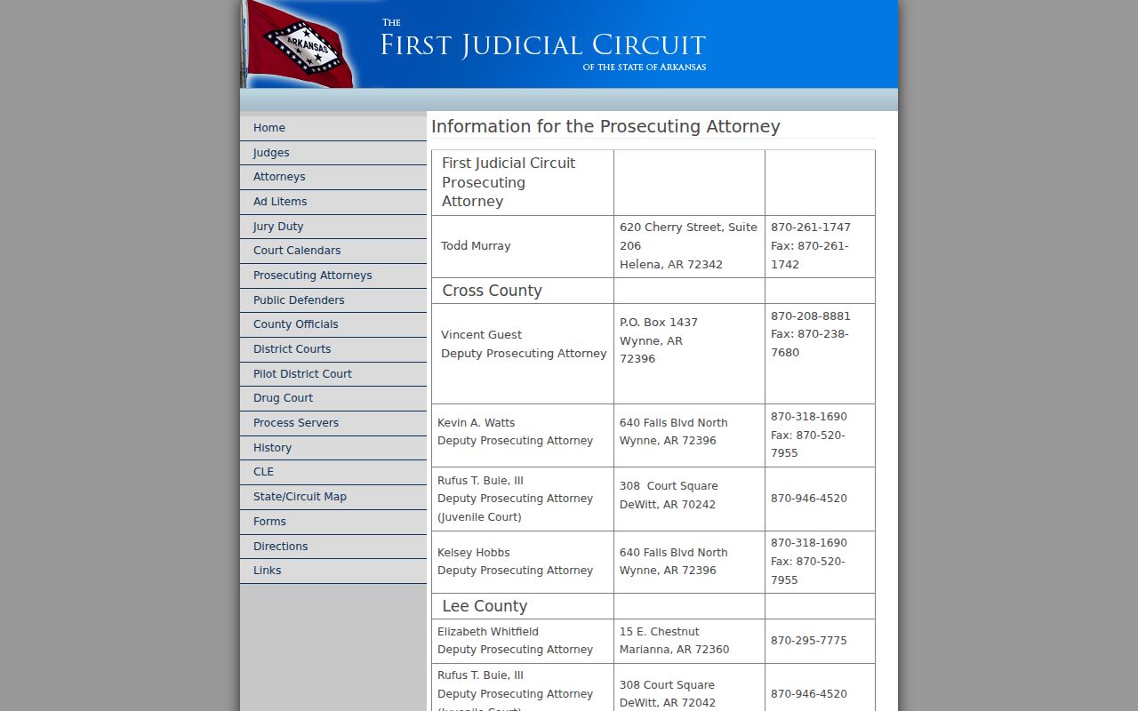 Cross County criminal court docket First Judicial Circuit prosecution page