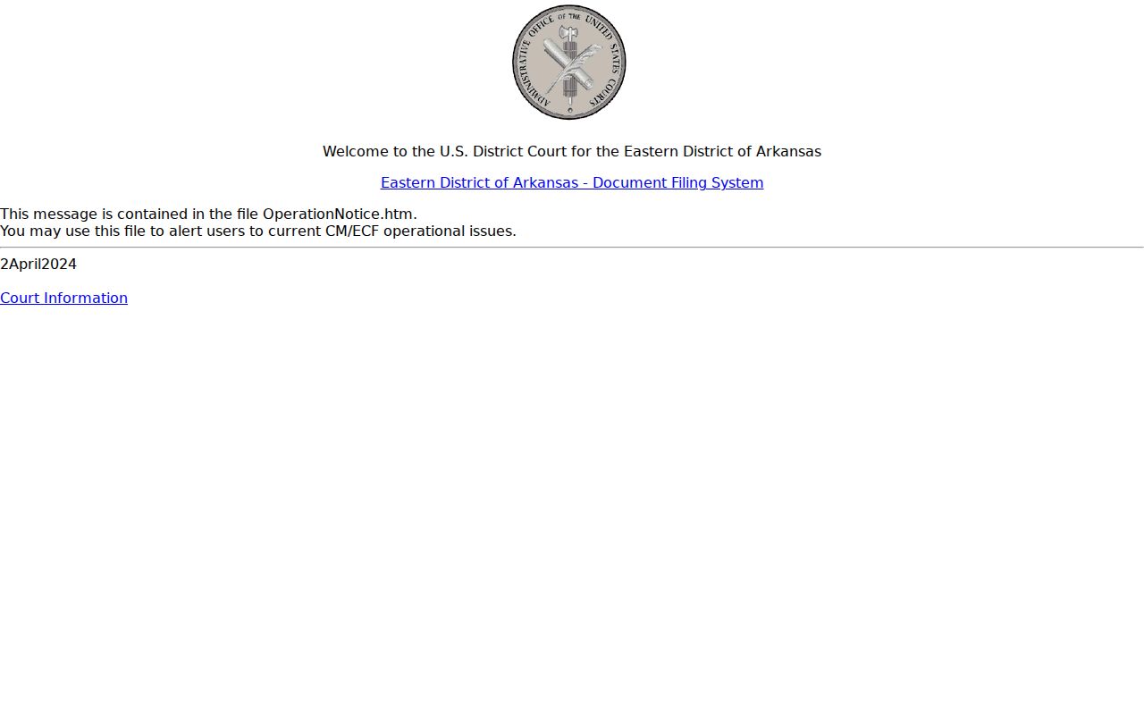 Eastern District CM ECF is not a Cross County traffic court portal